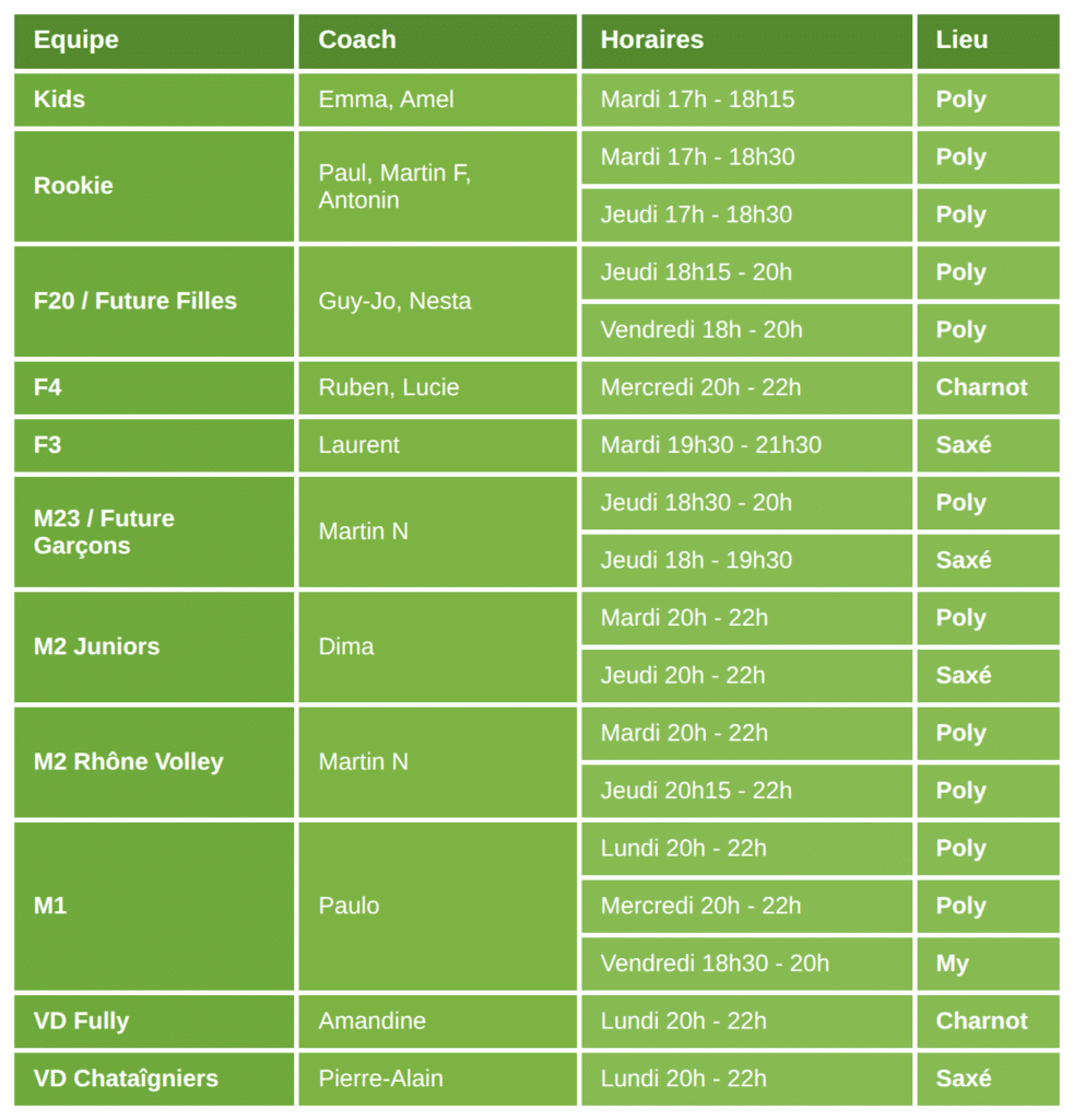 Calendrier Agenda Entrainement
