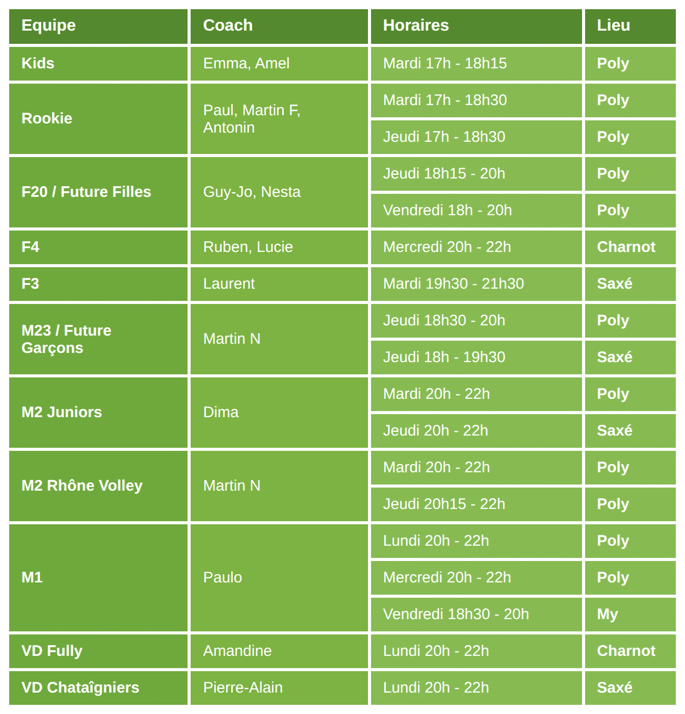 Calendrier Agenda Entrainement